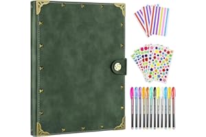 ZEEYUAN DIY Scrapbook Leather Scrap Book Photo Album 60 Pages, 8.5x11 inch Photo Album Vintage Scrapbook Travelling Journal Scrapbook