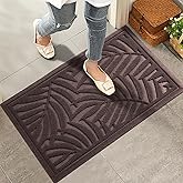 HIYARD Front Door Mat, Absorbent Resist Dirt Welcome Door Mat Indoor Outdoor, Waterproof Doormat, Sturdy Non Slip Backing, Fade Resistant, Low Profile Entry Mat for Entryway, 47×32, Coffee