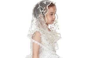 PAMOR Infinity First Communion Veils for Girls Lace Chapel Veil Mantilla Veils Latin Mass Church Veil for Catholic Baptism
