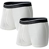 KARSWATT Washable Urinary Incontinence Underwear for Men Front Absorbent Leak Proof Boxer Briefs for Bladder Control 2 Pack (2X-Large, White)