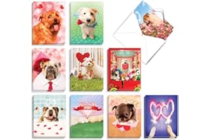 The Best Card Company - 20 Boxed Dog Cards with Envelopes (4 x 5.12 Inch) - Blank Assortment (10 Designs, 2 Each) - Loving Puppies AM3188OCB-B2x10