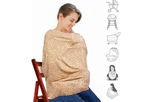 KIDDYSTAR Nursing Cover for Baby Breastfeeding, Breathable Fabric Breastfeeding Cover for Mother Nursing Apron, Multi-use Carseat Canopy (Cheetah 1)