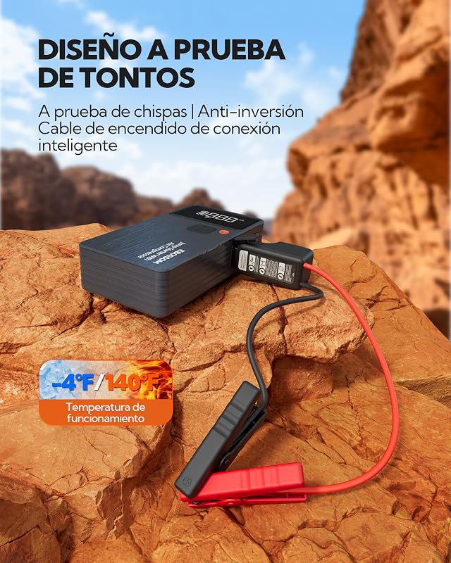 Arrancador de Baterías de Coche,Booster para Coche con Compresor de Aire Portátil 7en1,Arranque de Batería con Inflador para vehículo de 12000 mAh,Kit de Emergencia del Conductor con Linterna LED