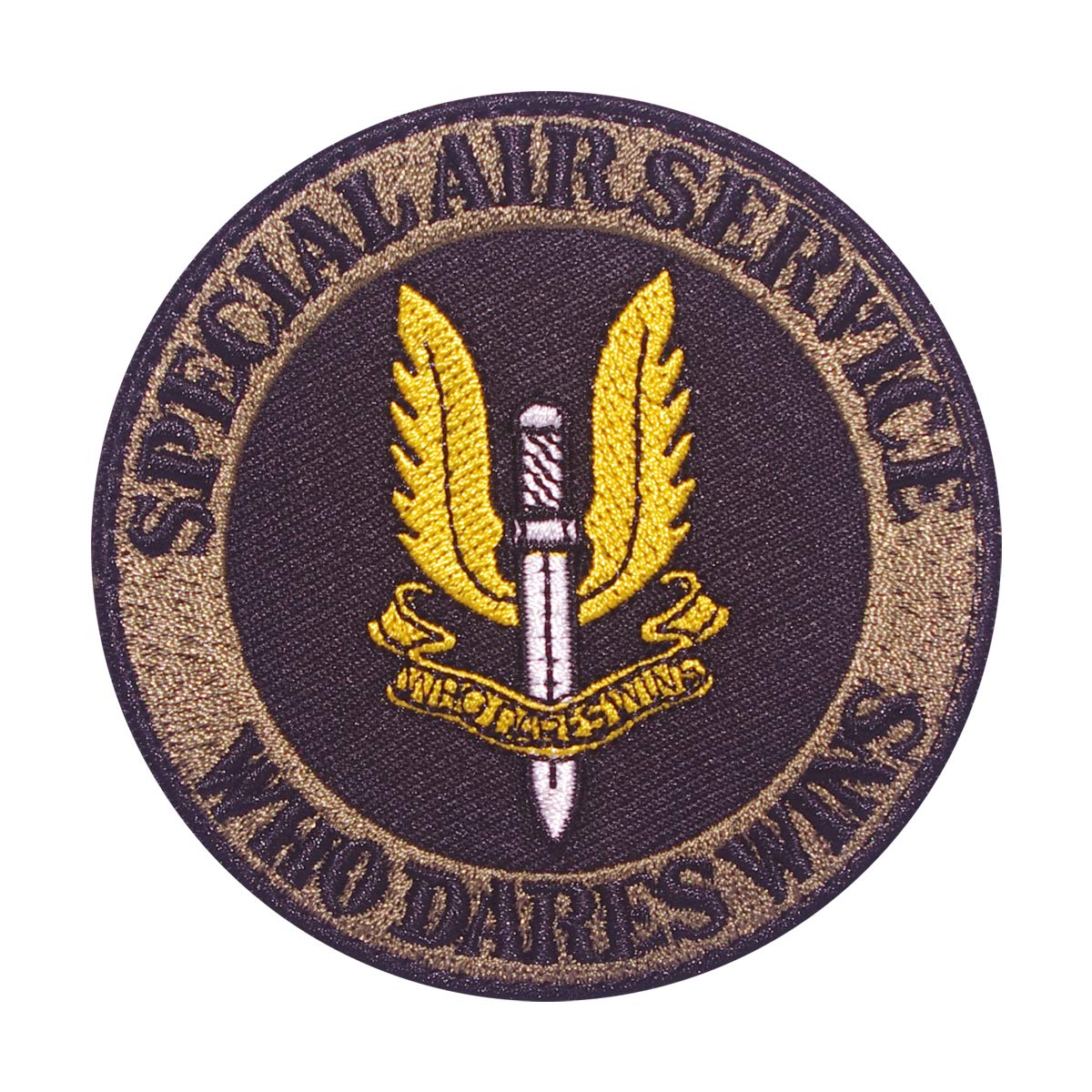 Cobra Tactical Solutions SAS Special Air service Who dares wins Military Tactical Embroidered Patch with Hook Ribbon and Tie Airsoft Paintball for Tactical Backpack Clothes