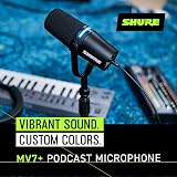 Shure MV7+ Podcast Microphone with USB-C XLR Outputs LED Touch Panel view 6