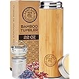 LeafLife Premium Bamboo Tea Bottle for Loose Tea - Tea Infuser Bottle - Tea Gifts - Insulated Water Bottle/Coffee Tumbler/Tea - Tea Gift Set, Tea Accessories - Tea Tumbler 22oz