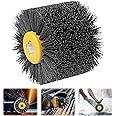Shineboc Abrasive Nylon Wire Drawing Brushes, 80 Grit 120x100mm Wheel Drum Burnishing Tool Polishing Brush Wooden Wheels for 