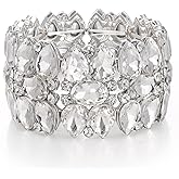 Crysdue Marquise Wedding Bracelet for Brides Bridesmaid, Austrian Crystal Art Deco Elastic Stretch Bracelet for Wedding Party Prom