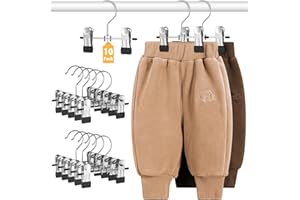 DOIOWN 10 Pack Baby Pants Hangers with Clips, Toddler Non-Slip Space Saving Hangers for Pants, Skirts, Clothes - Baby Essentials Closet Organizer
