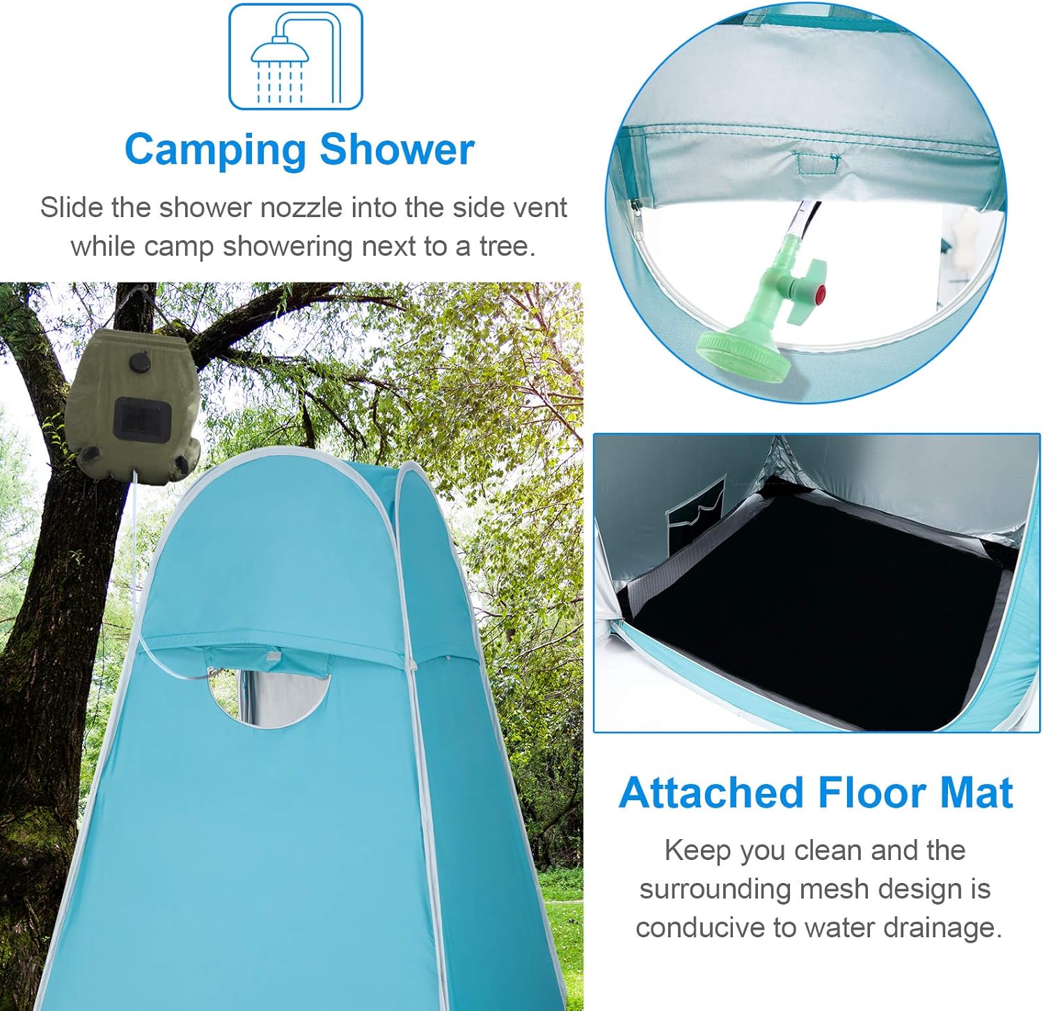 WolfWise Portable Pop Up Privacy Shower Tent Spacious Changing Room for Camping Hiking Beach Toilet Shower Bathroom : Sports & Outdoors