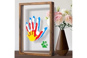 Yingsu Family Handprint Kit, DIY Craft Keepsake Wooden Frame, Personalized Hand Print Ornament, Family Gifts for New Parents, Grandma and Grandpa, Mother's Day Father's Day, 6 Safe & Non-Toxic Paint