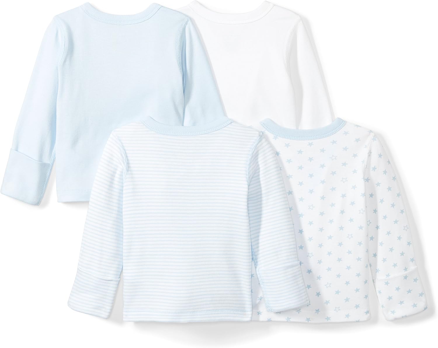 Moon and Back Baby Set of 4 Organic Long-Sleeve Side-Snap Shirts: Clothing