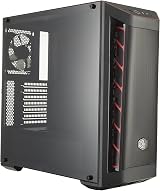 Cooler Master MasterBox MB511 ATX PC Case Red Accent Mesh Front Transparent Side view 1