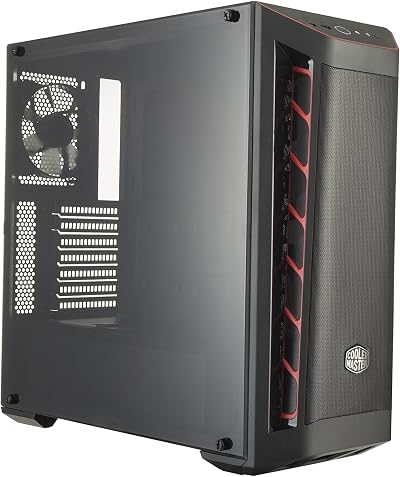 Cooler Master MasterBox MB511 ATX PC Case Red Accent Mesh Front Transparent Side