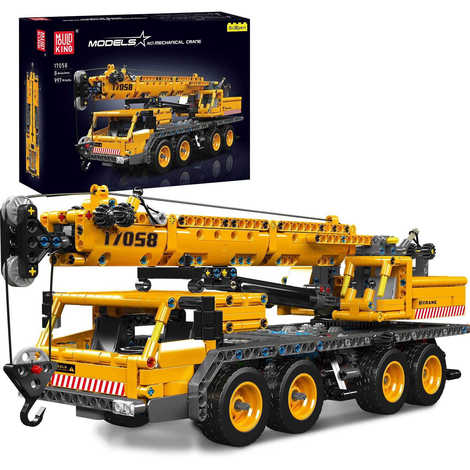 Mould King 17058 City Mobile Crane Truck Toy Building Set, Construction Vehicle Model Blocks Kit for Adults, Toys Gifts for Kids Children, Playset for Boys and Girls Ages 8+(997 Pieces)
