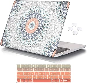 iCasso MacBook Pro 13 inch Case 2019 2018 2017 2016 Release A2159/A1989/A1706/A1708, Plastic Hard Shell Case with 5 Rows Keyboard Cover Compatible with Newest MacBook Pro 13" - Mandala&Lace