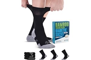 Doctor's Select Bamboo Viscose Diabetic Socks for Men - 3 Pairs Crew Mens Diabetic Socks