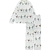 Peanuts mens 2-piece Loose-fit Pajama Set, Soft & Comfortable Holiday Nightwear for Family