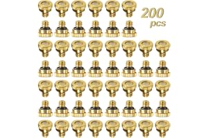 KUWAN 0.016" Orifice (0.4mm) Thread UNC 10/24 Brass Misting Nozzles Low Pressure Atomizing Misting Sprayer Water Hose Nozzle for Greenhouse, Landscaping, Outdoor Cooling Mister System (200PCS)