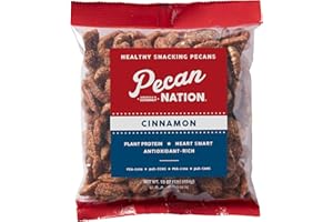Pecan Nation Cinnamon Flavored Roasted Pecan Halves 16 oz., Natural, No preservatives, Antioxidant-Rich, Non-GMO, Healthy Nut Power Snack for Adults and Kids (2 Pack)