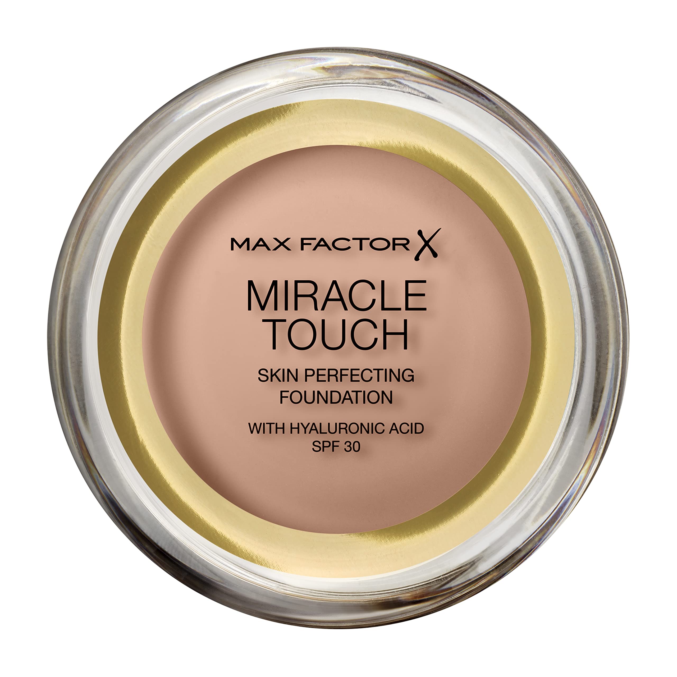 Max Factor Miracle Touch Perfecting Foundation, Natural, Full Coverage, Lightweight and Moisturising Effect with Hyaluronic Acid and SPF 30 Formula, 11.5 g
