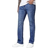 MZNBURAM Men's High-Stretch Regular Fit Straight-Leg Cotton Fashion Comfort Flex Waist Denim Pants Jeans
