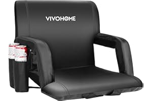 VIVOHOME Padded Stadium Seats with Back Support and Cushion, Portable Reclining Bleacher Chairs with Armrest and Cup Holder, Comfortable for Various Sports Events