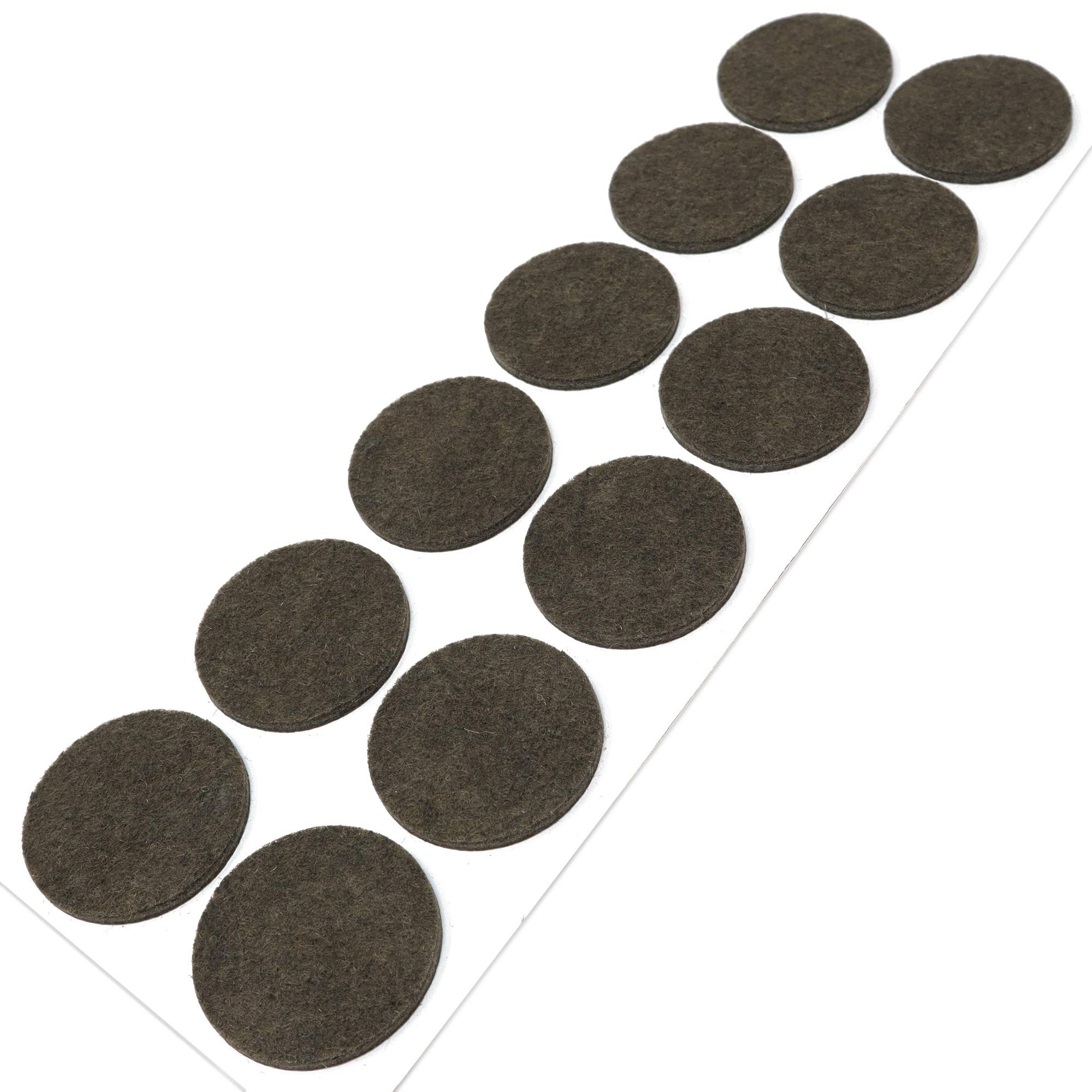 Adsamm® / 12 x self-adhesive felt pads/Brown/ø 1.57'' (ø 40 mm) / round / 0.138'' / 3.5 mm thick stick-on furniture felt glides/Furniture & Chair Glides