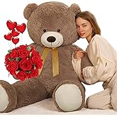 Tezituor Big Teddy Bear,52'' Giant Stuffed Animal Plush Toys for Adults Children,Girlfriend Soft Life Size Bears Plushie Gifts for Valentine, Christmas, Birthday,Baby Shower Decoration