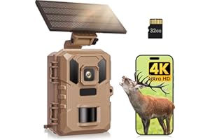 VIDVIS WiFi Trail Camera Solar, 64MP 4K Trail Cam with Night Vision Motion Activated Waterproof IP66, 0.2s Trigger Game Camer