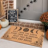 Witchy Halloween Door Mat, Gothic Blessing Rug with Moon for Front Door | 17