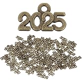 MECCANIXITY 2025 Graduation Year Charm 3D Metal Tassel Year Number Charm Year Pendant Mini for DIY Anniversary Jewelry Making Crafts Craft