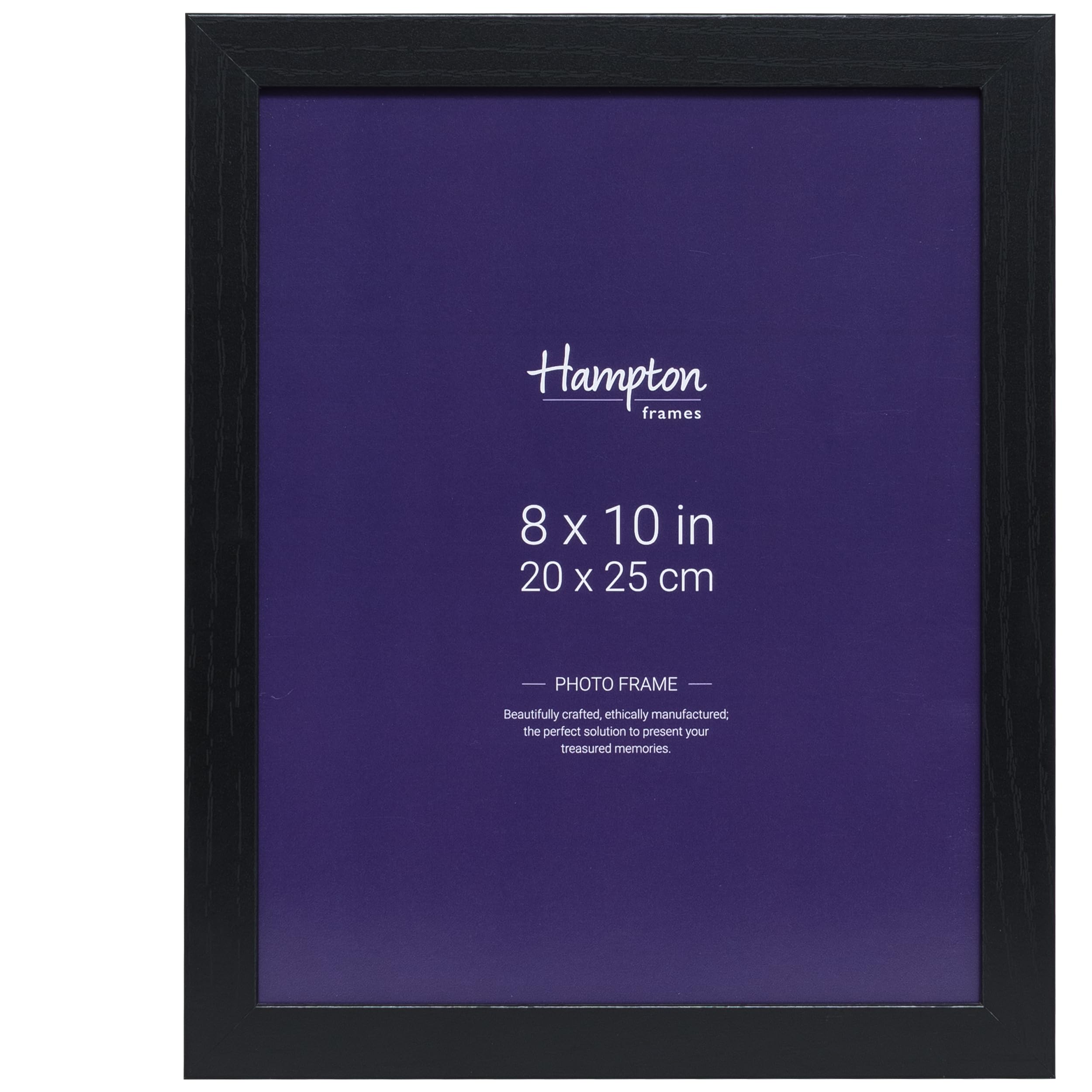 Hampton Frames OXFORD 8x10 (20x25cm) Pack of 1 Black Picture Frame Acrylic (Non-Glass) OXF810NGX-1PK