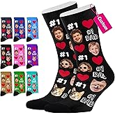 Artsadd Custom Face Socks for Dad Fathers Day Gift Novelty Personalized Photo Pet Socks Customized Crew Sock -Made In USA