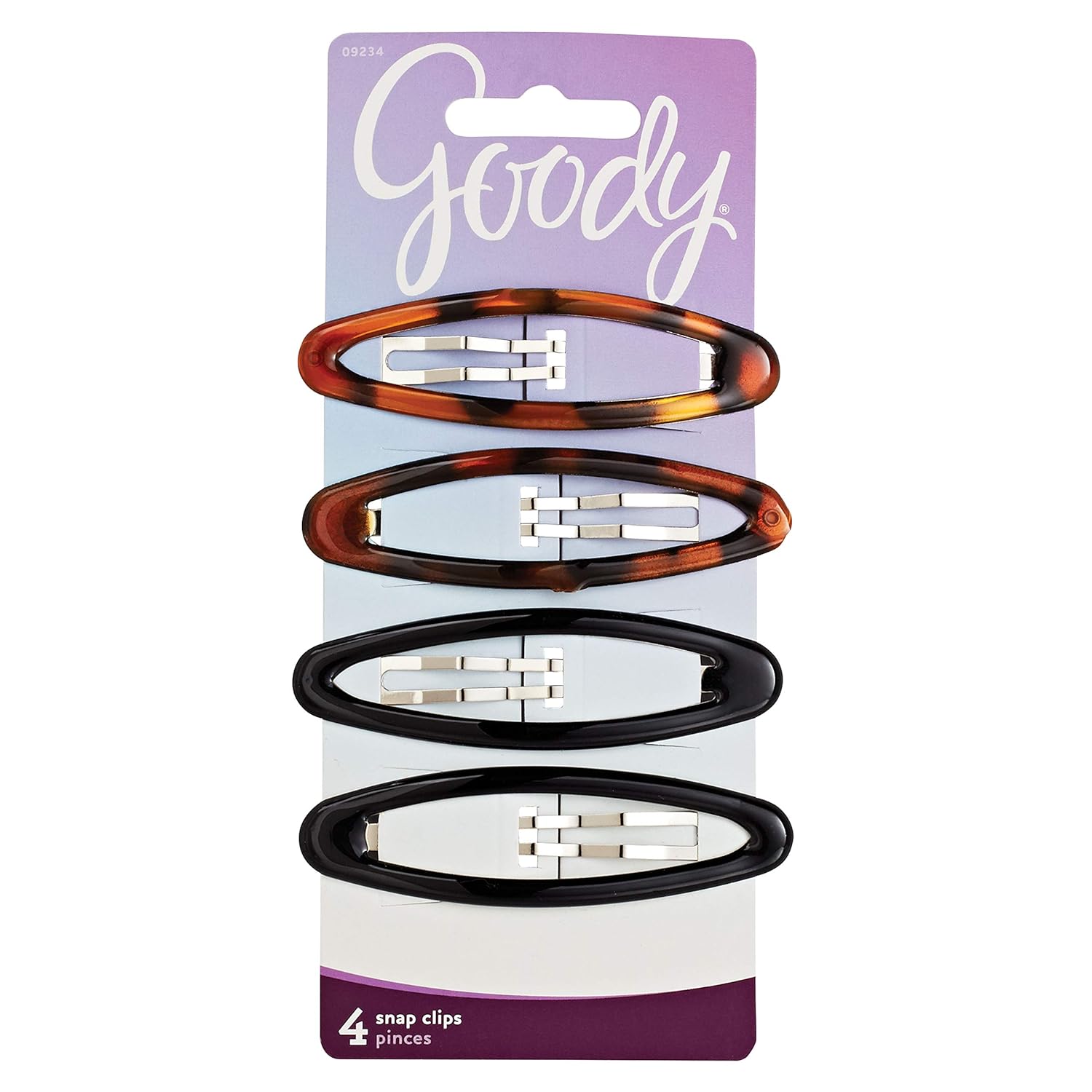 Goody Snap Hair Clips, Big Oval Epoxy, 4-count "Assorted Colors"