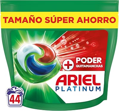 Ariel PODs Platina, Detergente Líquido em Cápsulas + Cápsulas Power Removedor de Manchas, 44 Lavagens