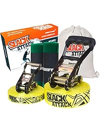 Driftsun Sports Slackline Complete Kit - 50FT Classic Slacklining Line Training Line Tree Guards
