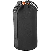 PATIKIL Camera Lens Bag, 1 Pcs 3.7" ID x 9.8" H Drawstring Lens Pouch with Thick Protective Neoprene, Lens Case for DSLR Camera Lens, Water Coffee Cups Black, Orange