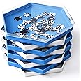 Becko US Stackable Puzzle Sorting Trays Jigsaw Puzzle Sorters with Lid Puzzle Accessory for Puzzles Up to 1500 Pieces, 8 Hexagonal Trays in White & Blue