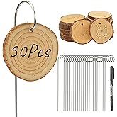 Temlum Wooden Plant Labels with Marker Pen, 50 Pcs Plant Markers Garden Label Stakes Plant Sign Tags for Flowers, Herbs, Potted Plants, Seed