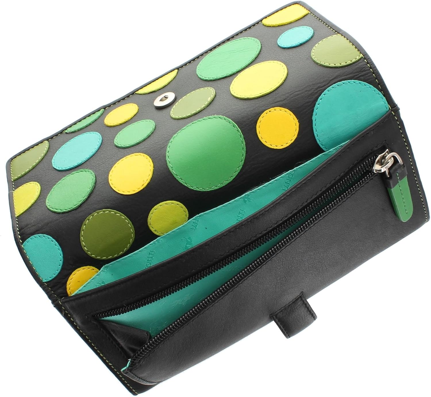 VISCONTI Polka Collection Neptune Ladies Leather Purse with Tab Closure RFID Blocking P2 Lily Pad - Image 3