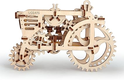 Ugears 3D Self Propelled Model Tractor Mechanical Educational Wooden Puzzles for Kids | STEM Learning DIY Kits for Teens | Assembly Toys for Adults | Eco Friendly Construction Set | Birthday Gifts