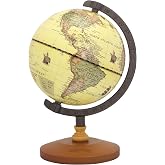 ANNOVA Antique Parchment Globe Educational/Geographic/Modern Desktop Decoration - Stainless Steel Arc and Wooden Base - for School, Home, and Office (Brown-2)