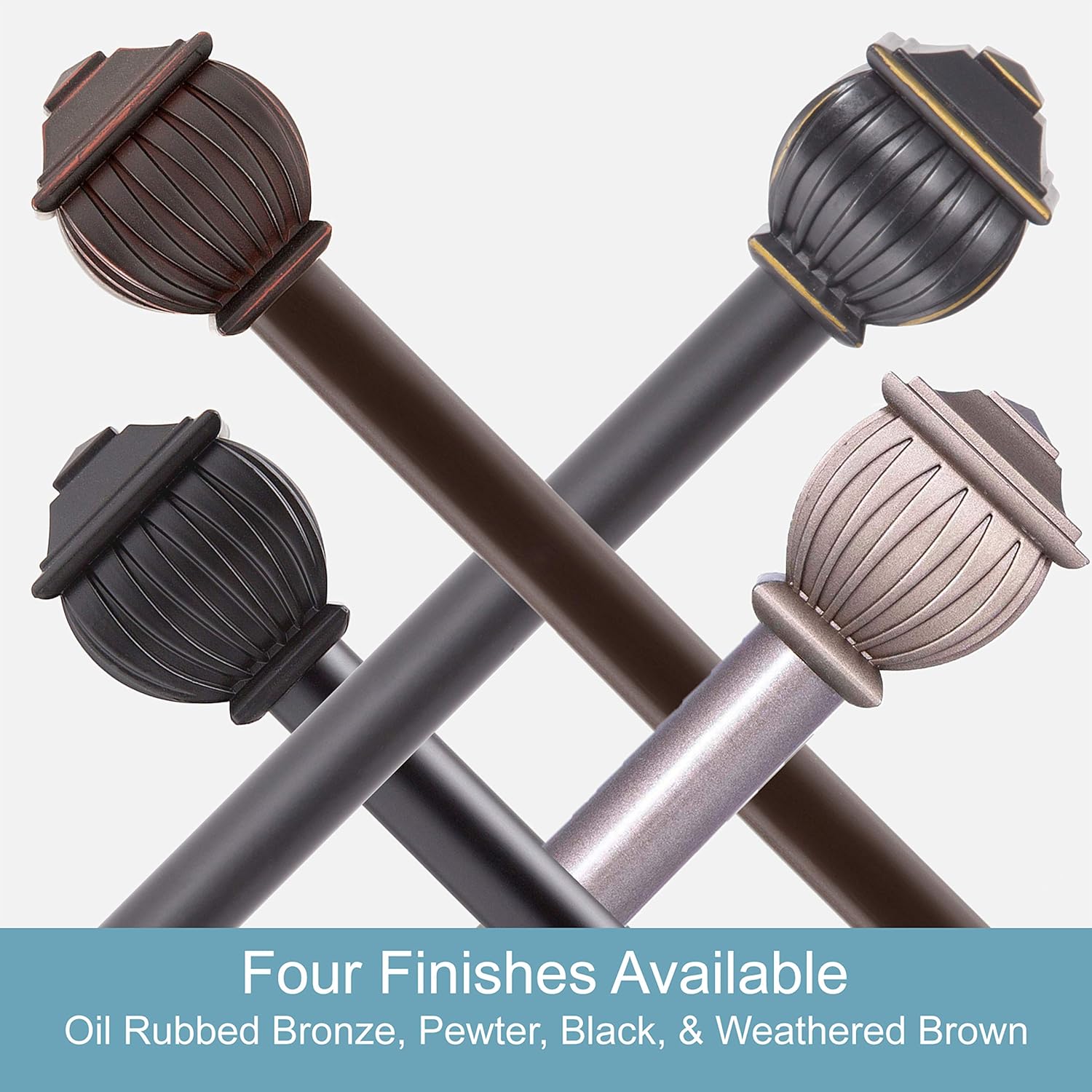 Kenney 5/8" Beckett Decorative Window Curtain Rod, 48-86", Oil Rubbed Bronze: Home & Kitchen