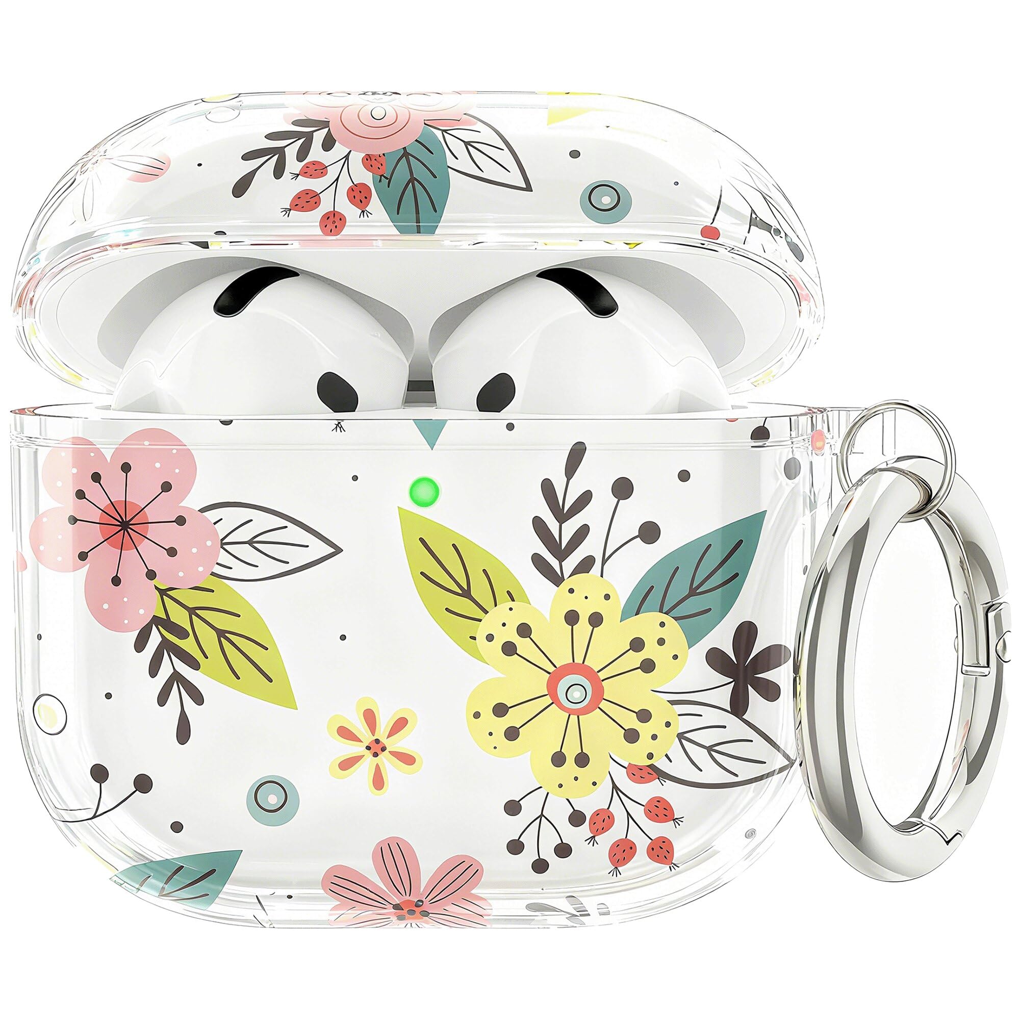 SWINA for AirPods 4 Case, Clear AirPod 4th Generation Case Protective Soft AirPod 4 Cover for Women Men with Keychain Clip for AirPods 4 Cover 2024, Flower