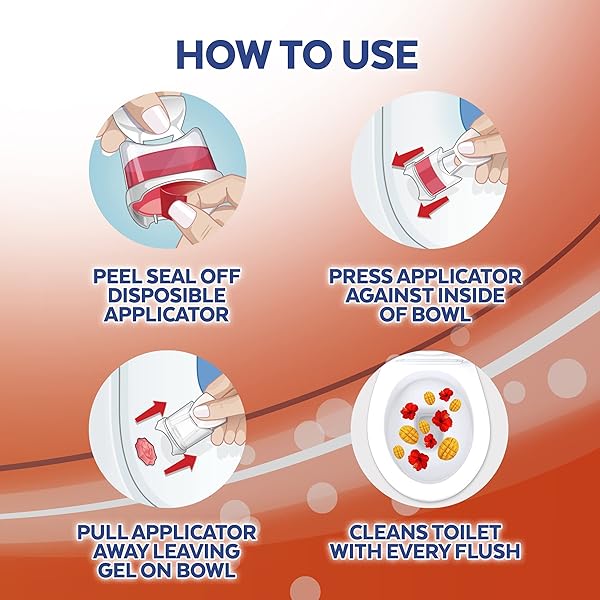 LYSOL CLICK GEL AUTOMATIC TOILET BOWL CLEANER, TOILET GEL STAMP, TOILET FRESHENER, BATHROOM ESSENTIALS, REFRESHING MANGO & HIBISCUS SCENT, 6 COUNT (PACK OF 1)