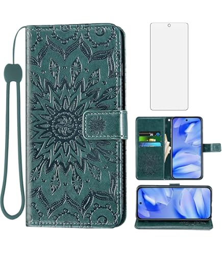 Asuwish Phone Case For Google Pixel 6 Wallet Cover With Tempered Glass Screen