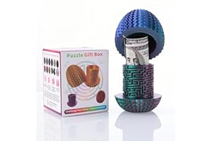 YONASO Money Box for Cash Gift Birthday - Egg-Shaped Puzzle Gift Box with Hidden Compartment for Cash, Gifts, Treasures, Reusable Gift Box for Adults,Christmas, Halloween, Birthday(Red-Blue)