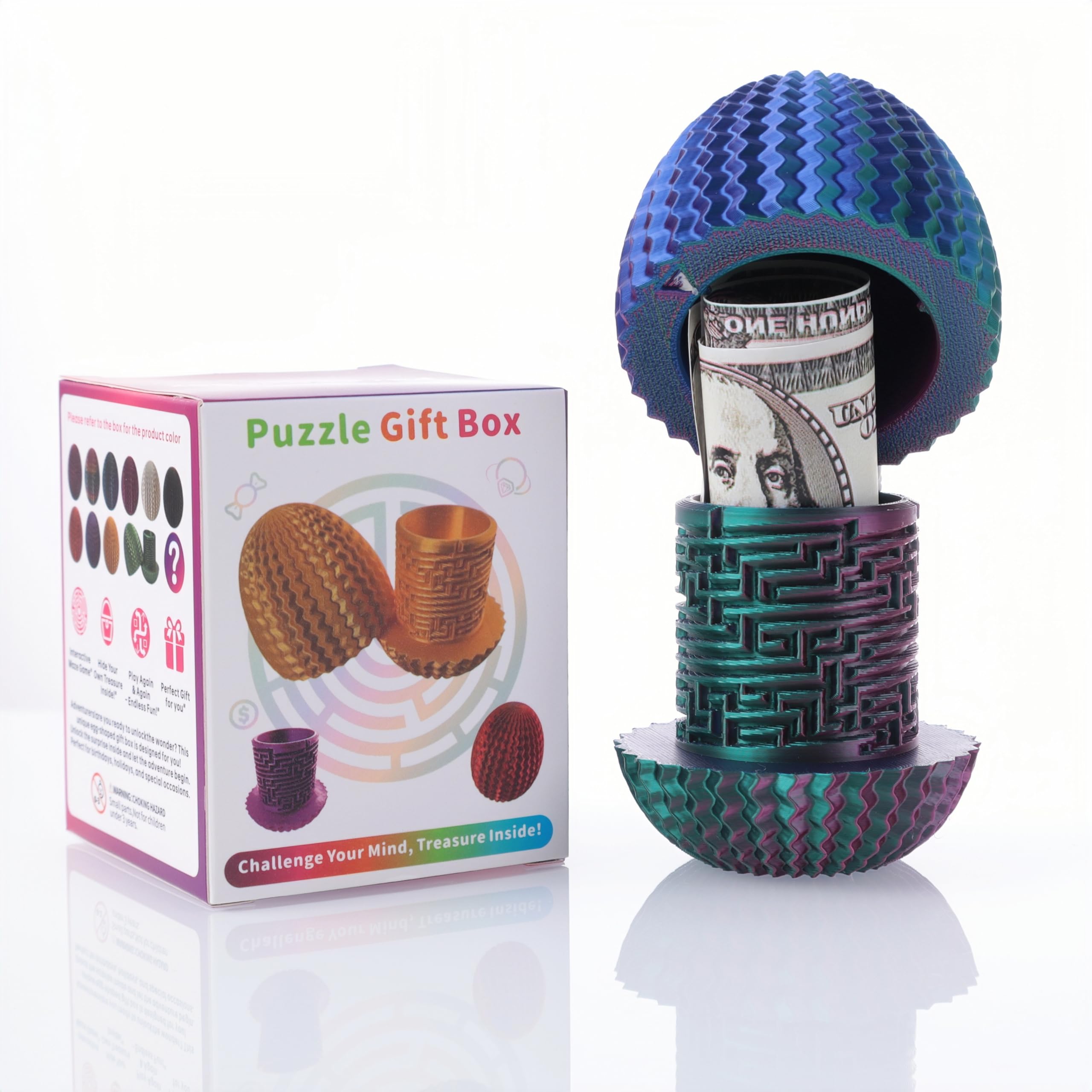 Photo 1 of Easter Egg Style Cash Gift Idea - Easter Egg Shaped Puzzle Box with Hidden Compartment, Reusable Treasure Gift Box for Adults Teens for Christmas Halloween Birthday Party