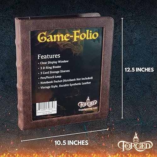 Forged Dice Co. Game-Folio PU Leather Portfolio Binder - Gaming Binder for  DND Character Sheets with
